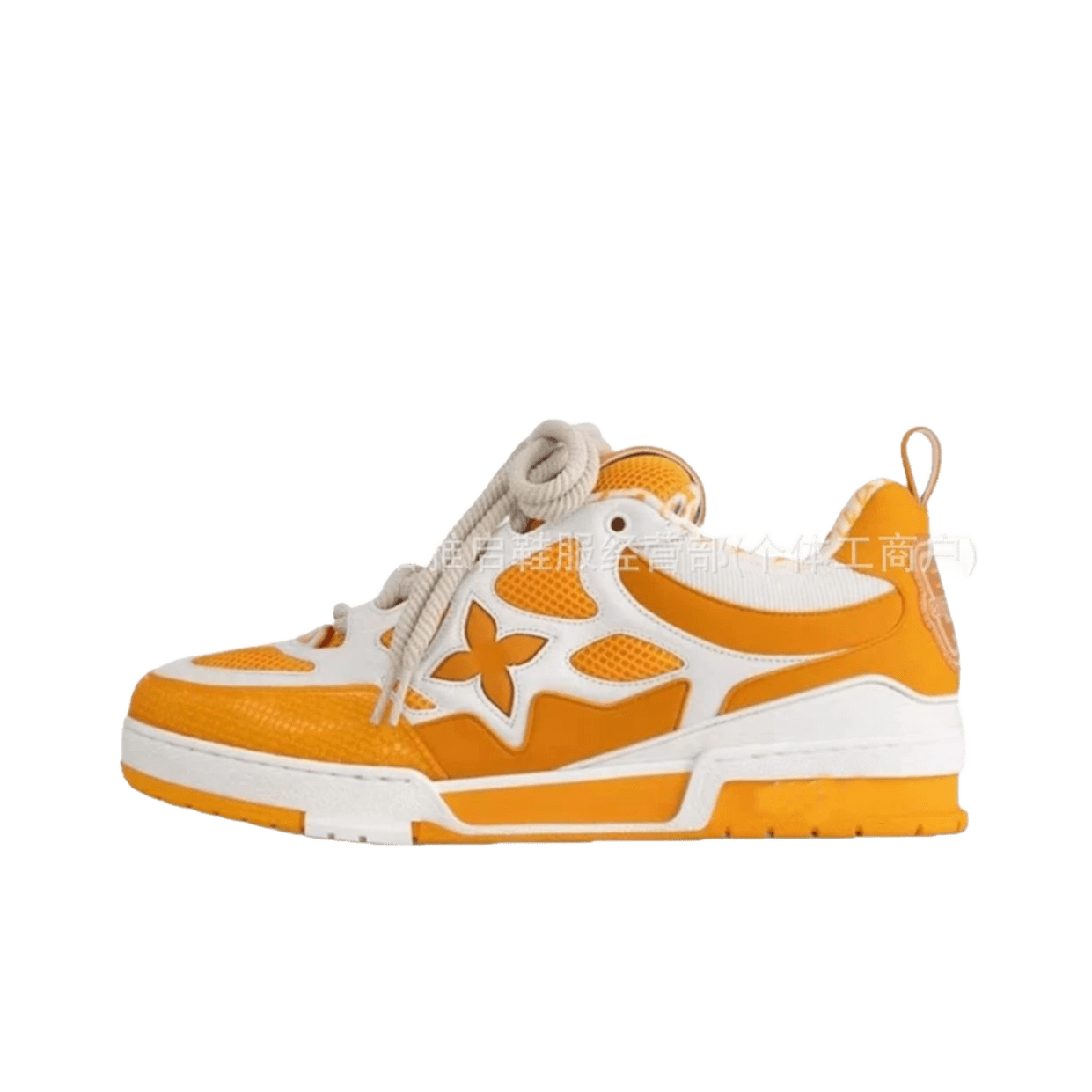 Louis Vuitton Orange White Star Leather Mesh Sneakers
