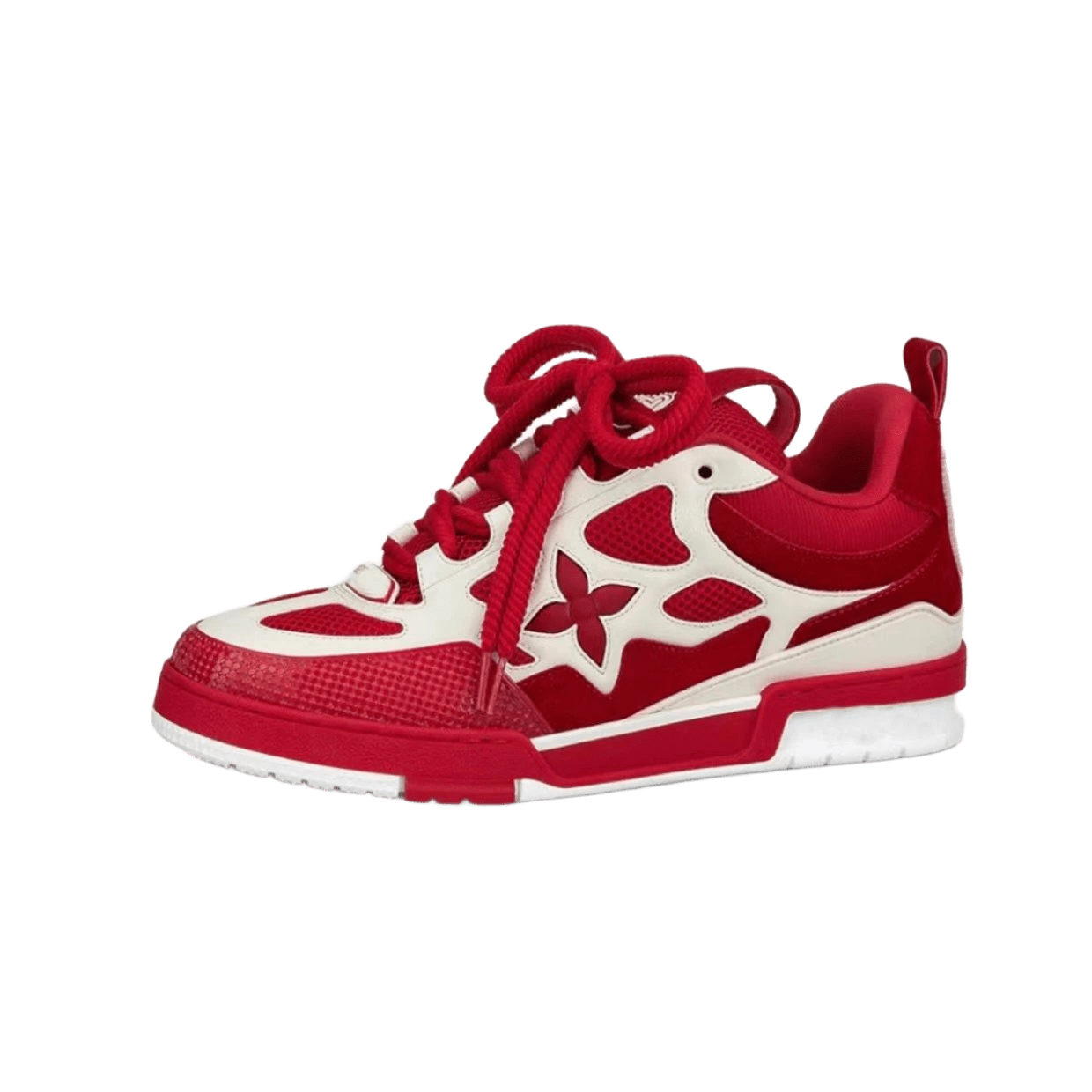 Louis Vuitton Red White Quatrefoil Geometric Sneakers