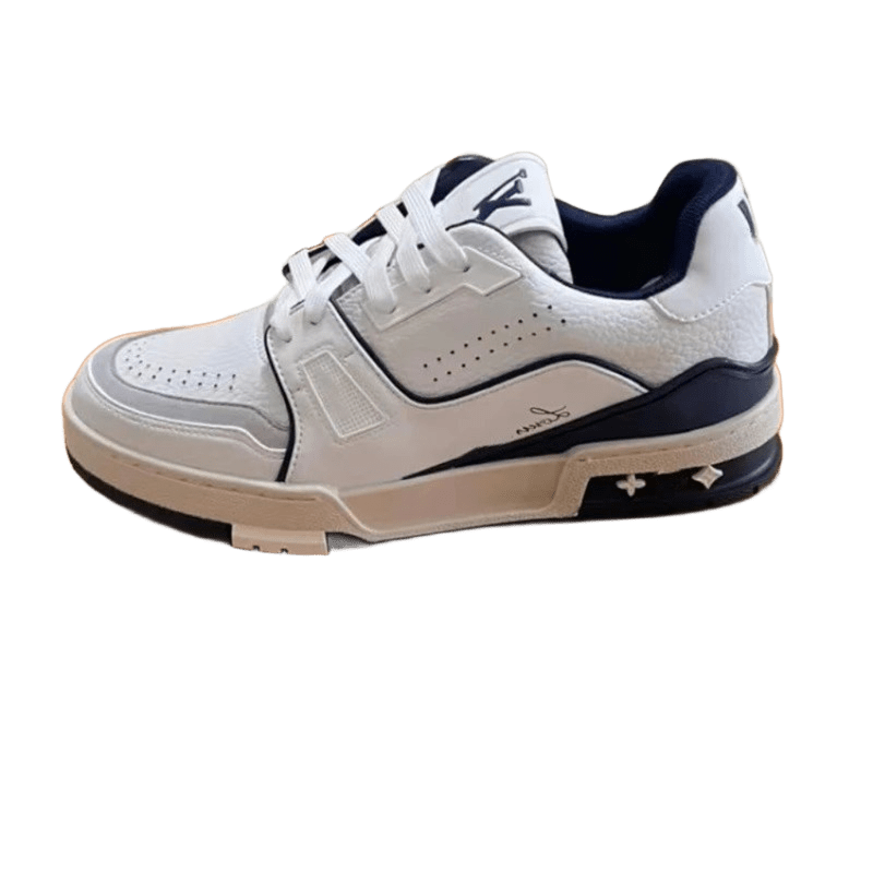 Louis Vuitton White Blue Leather Sneakers, Unisex Luxury