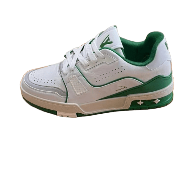 Louis Vuitton White Green Leather Unisex Sneakers