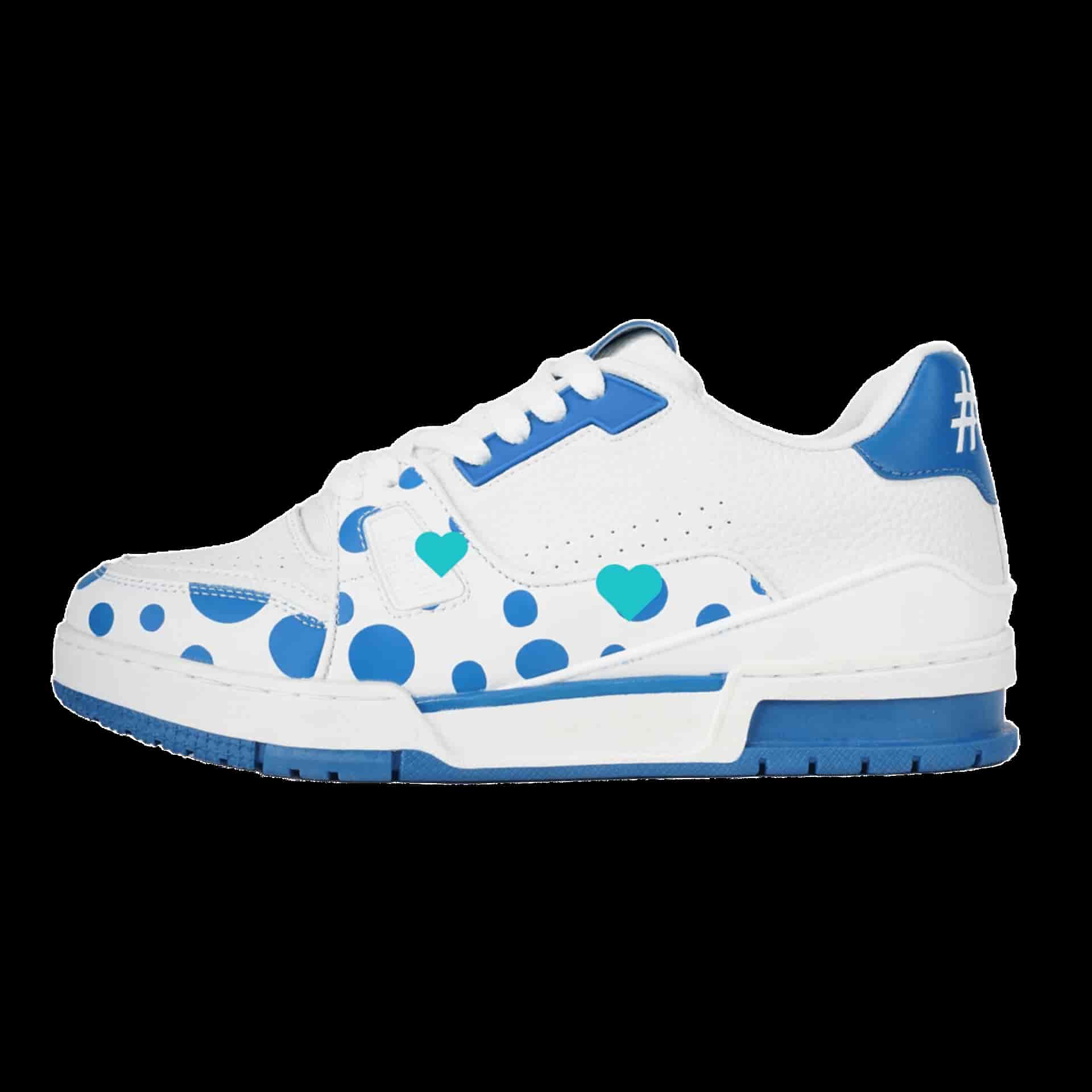Louis Vuitton White Leather Dot Print Sneakers