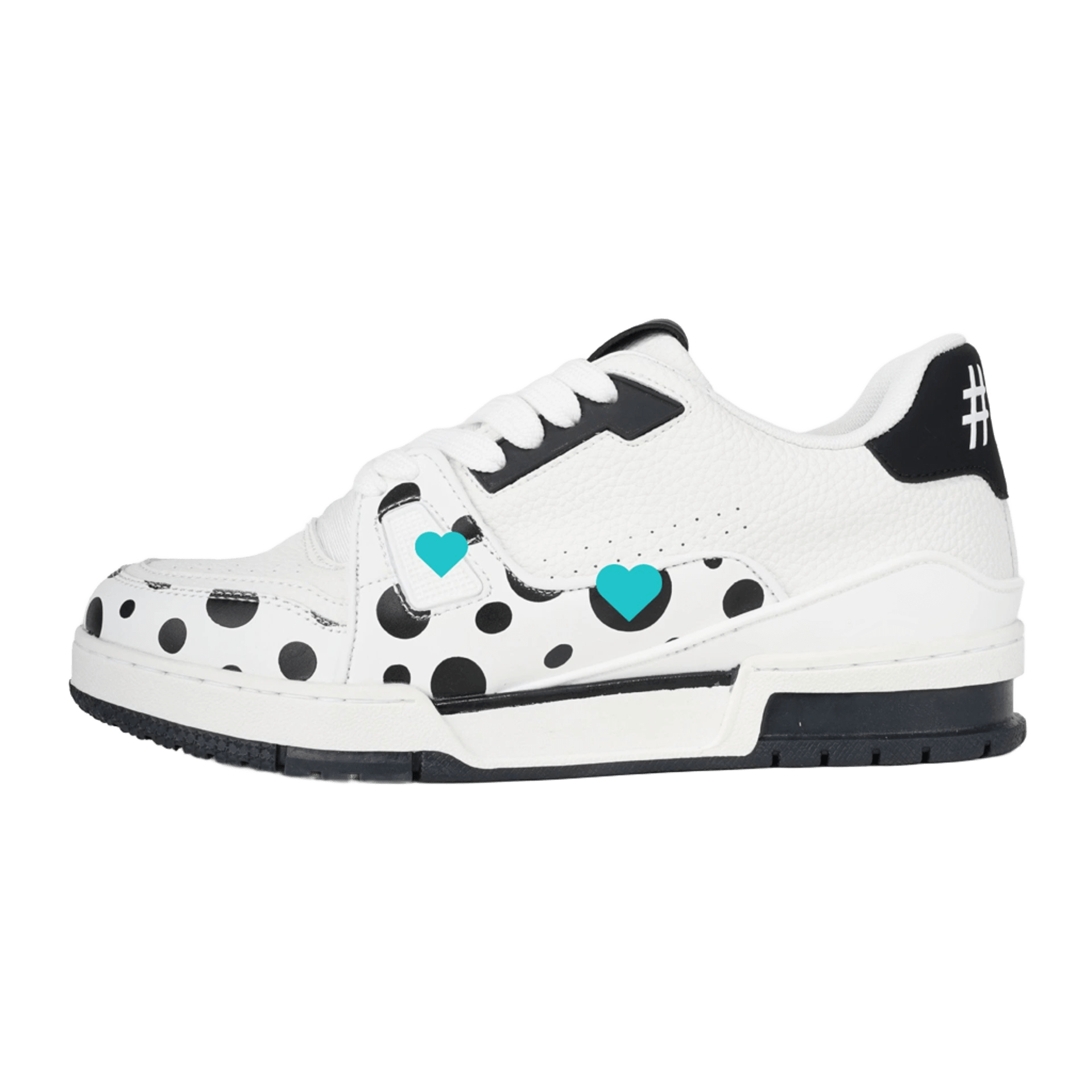 Louis Vuitton White Leather Dot Sneakers with Heart