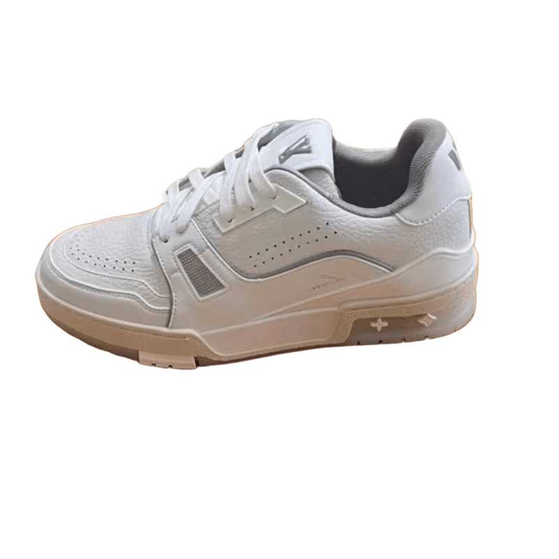 Louis Vuitton White Leather Sneakers: Classic Unisex Design