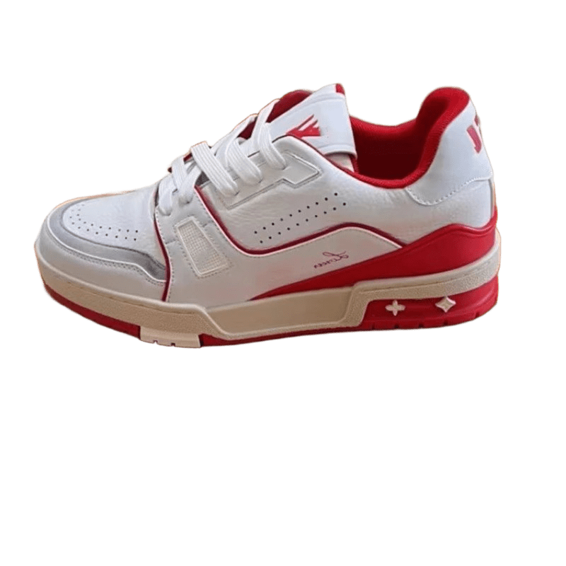 Louis Vuitton White Red Leather Unisex Sneakers