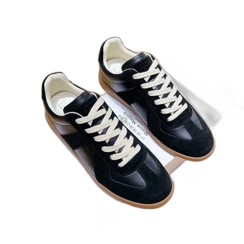 Maison Margiela Black Leather Lace-Up Sneakers, Unisex
