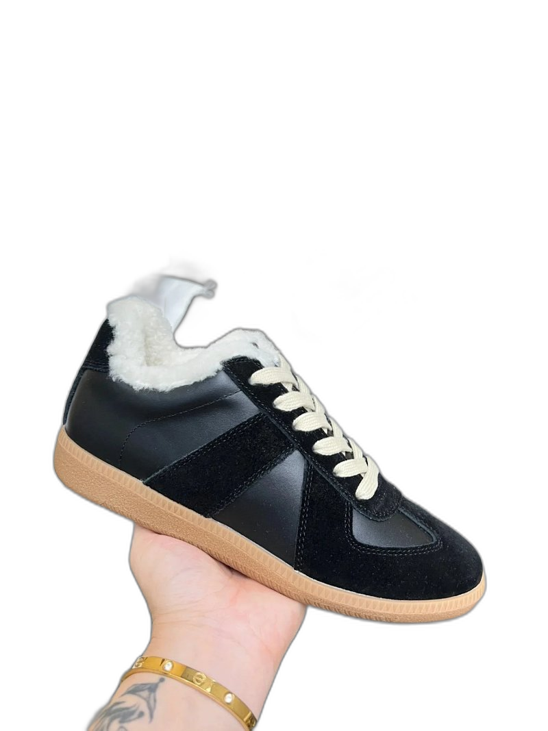 MAISON MARGIELA Black Leather Suede Winter Sneakers