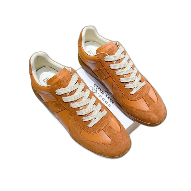 Maison Margiela Brown Leather Lace-Up Sneakers