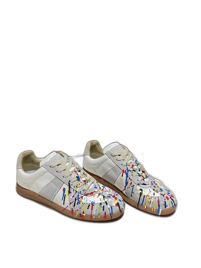 Maison Margiela Gray & White Splatter Leather Sneakers