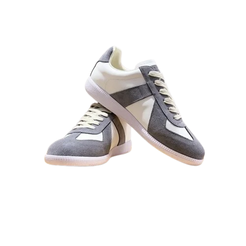 Maison Margiela Grey White Leather Suede Retro Sneakers
