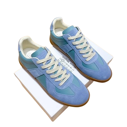 Maison Margiela Light Blue Leather Suede Unisex Sneakers