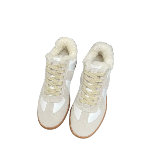 Maison Margiela Off-White Plush Fleece Lace-Up Sneakers 90s