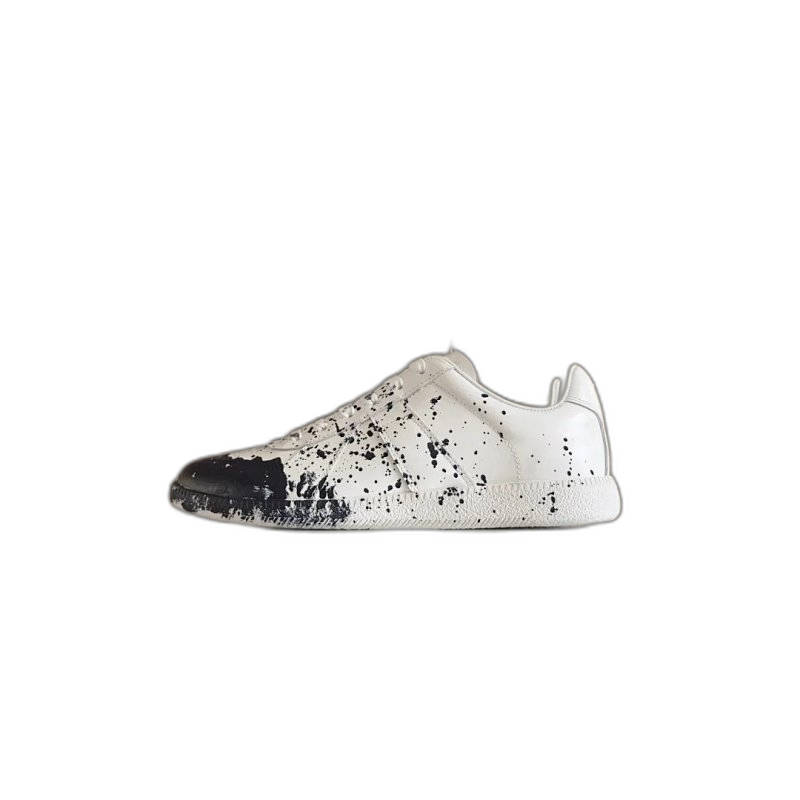 Maison Margiela Paint Splash Retro Sneakers Unisex White Black