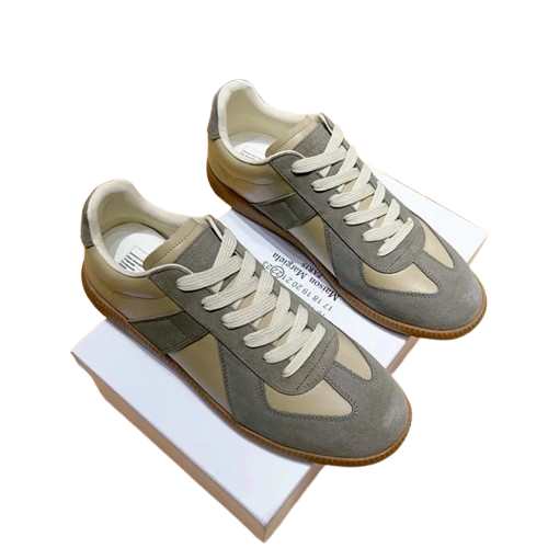 Maison Margiela Retro Grey-Beige Leather Unisex Sneakers