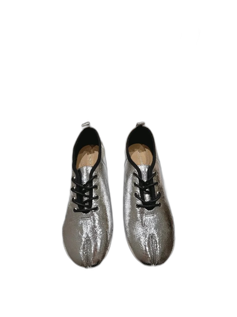 Maison Margiela Silver Leather Tabi Split-Toe Shoes Avant-Garde