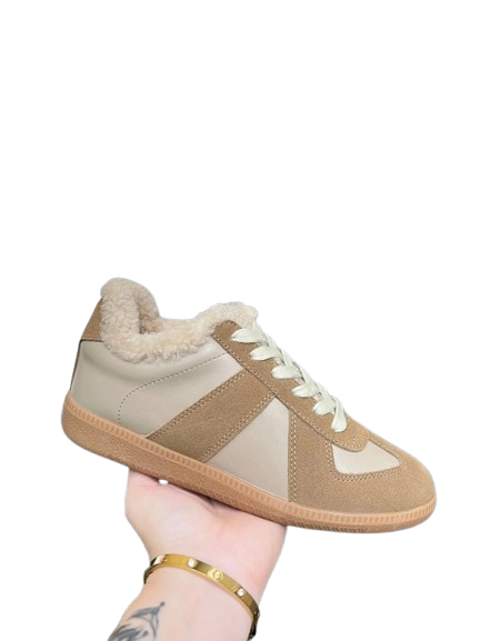 Maison Margiela Tan Brown Leather Suede Retro Sneakers Unisex