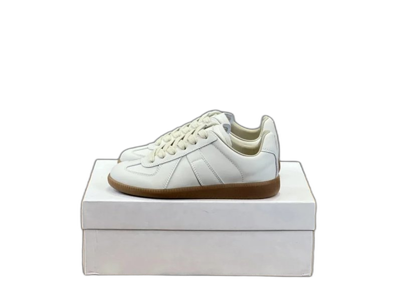 Maison Margiela White Leather Sneakers: Triple-Stripe Unisex