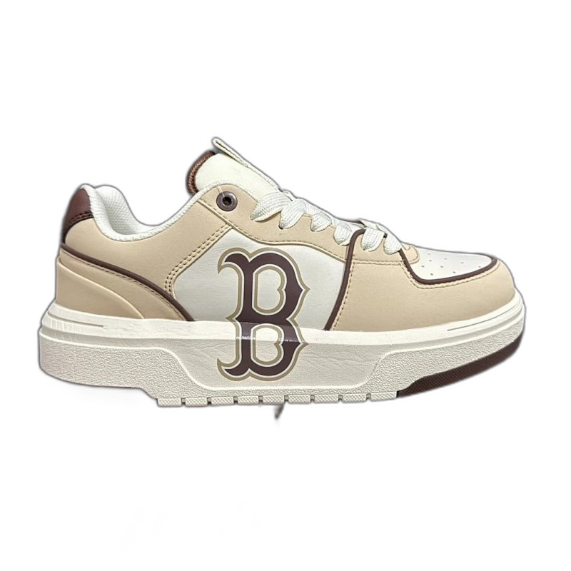 MLB Beige Leather Sneakers Unisex Street Style Comfort