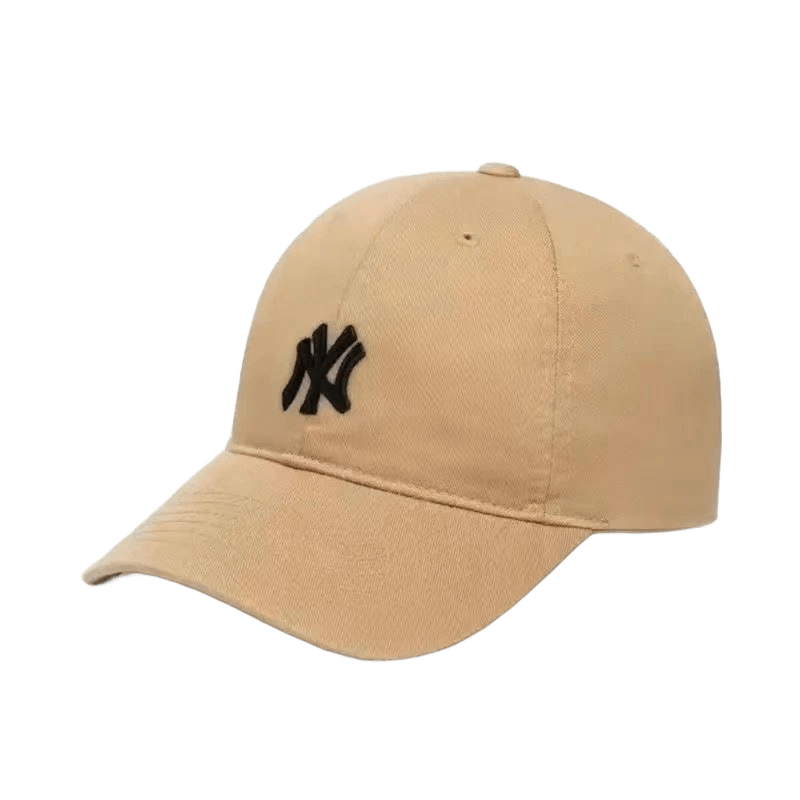 MLB Beige NY Baseball Cap: Cotton, Unisex, Street Style