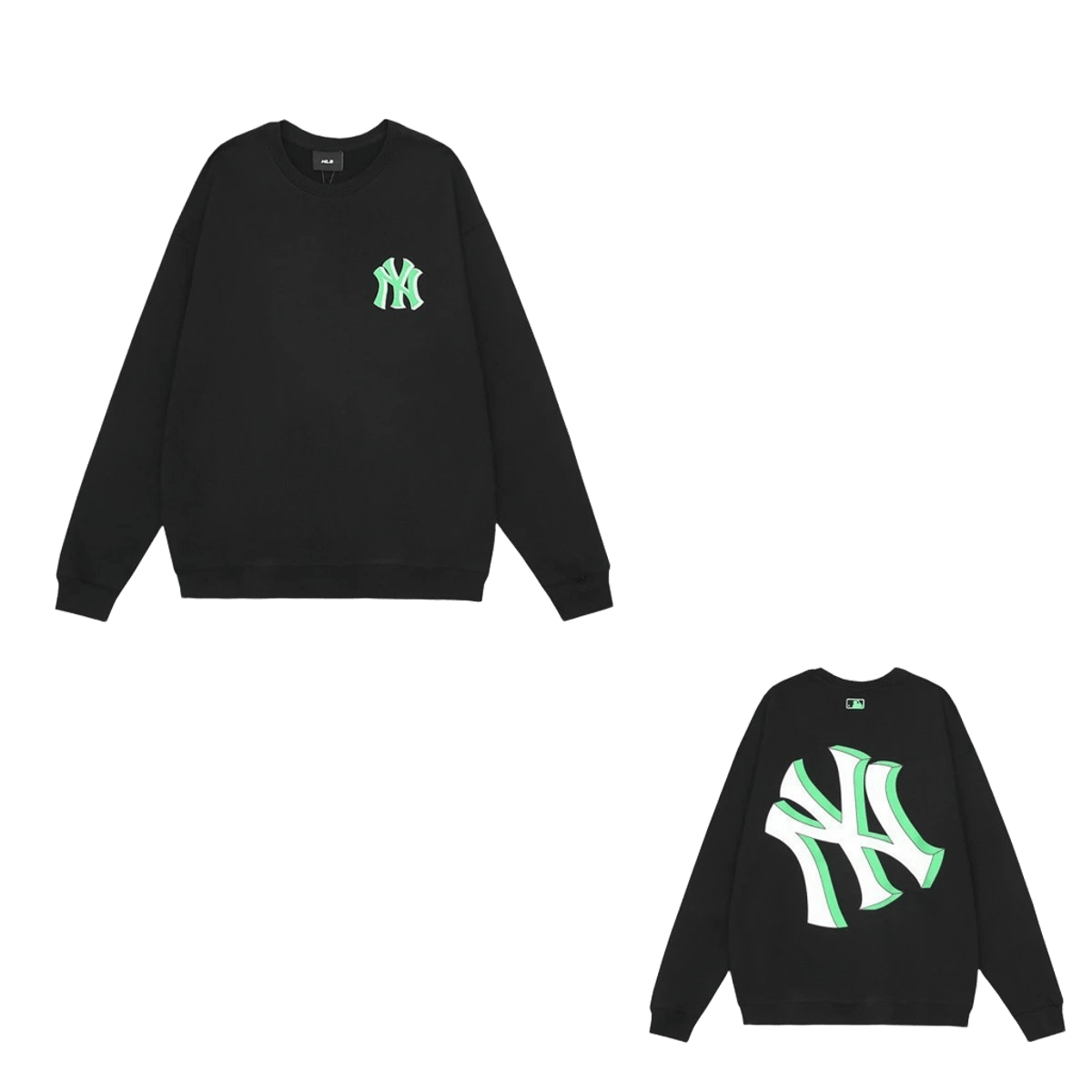 MLB Black Hoodie: NY Logo Unisex Cotton Streetwear