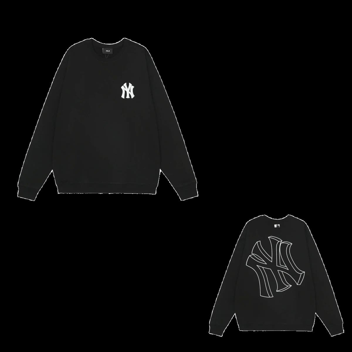 MLB Black Hoodie: NY Logo Unisex Cotton Sweatshirt