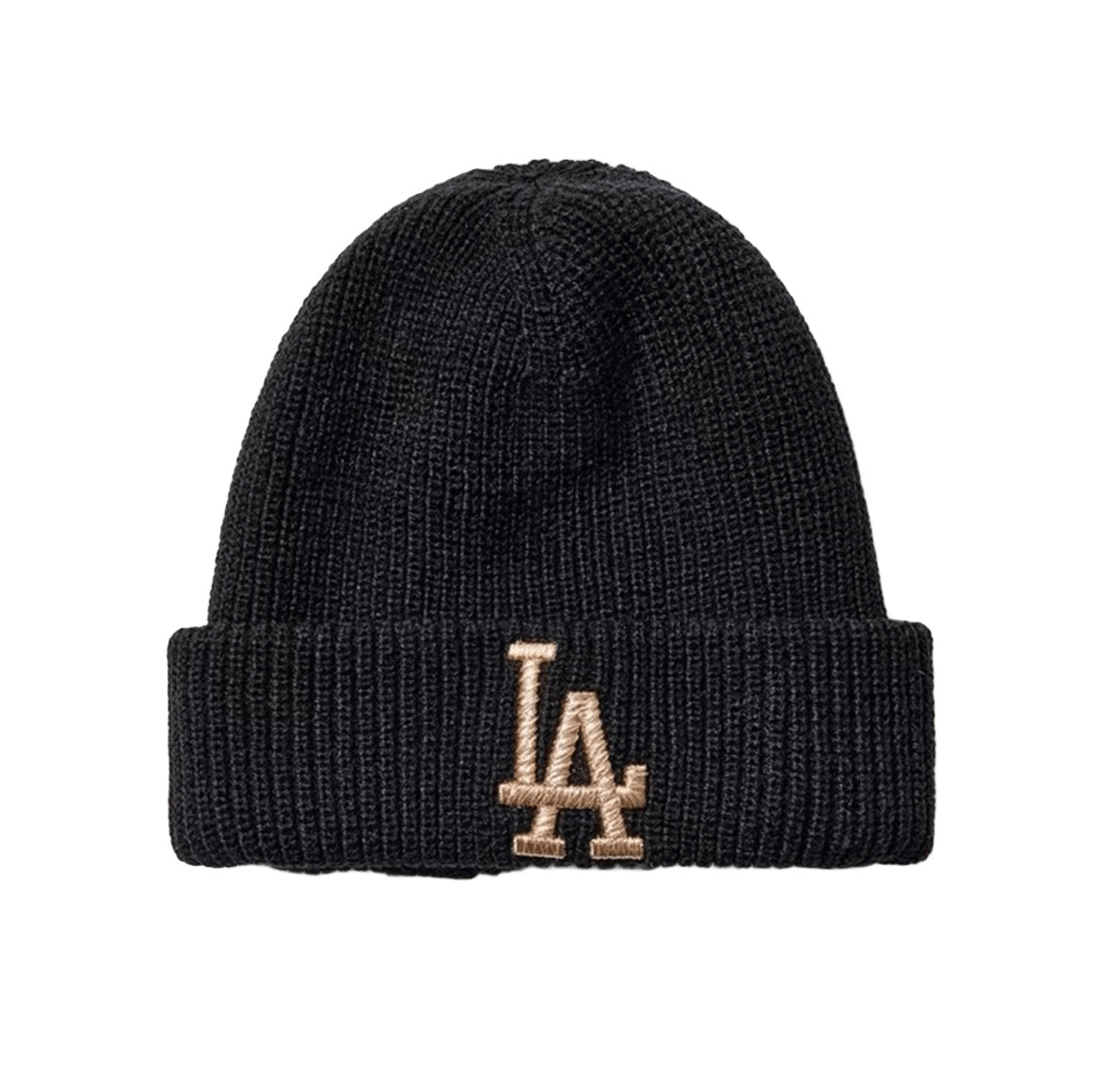 MLB Black Knit Beanie with LA Embroidery - Unisex Winter