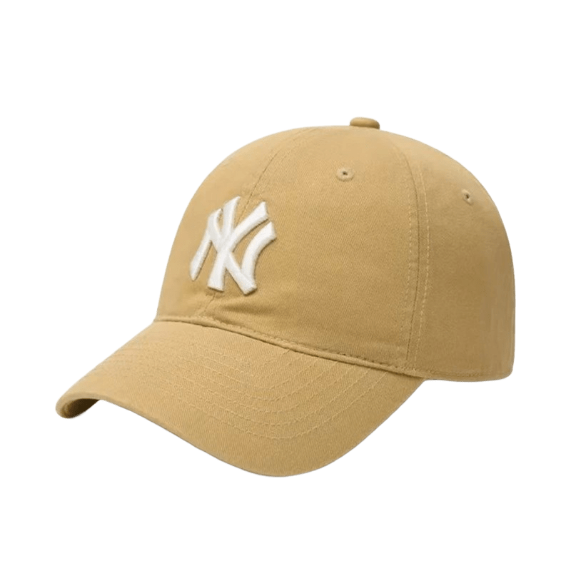 MLB Khaki Cotton Baseball Cap: NY Embroidered, Unisex