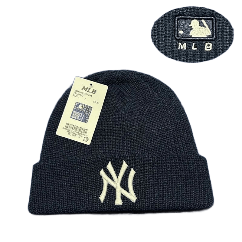 MLB NY Beanie: Black Knit Winter Hat, Unisex Street Style