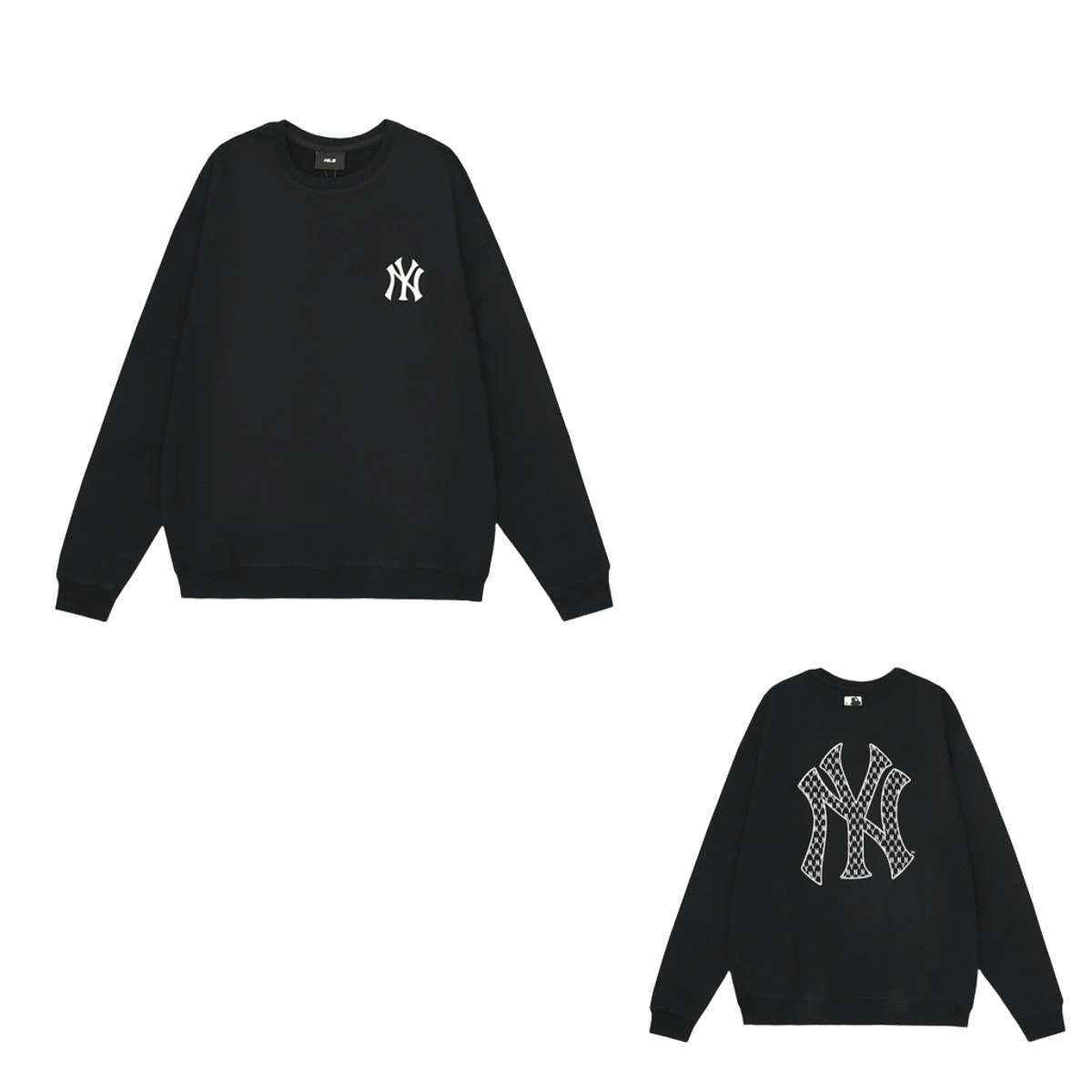 MLB NY Logo Hoodie: Unisex Cotton Sweatshirt, Black