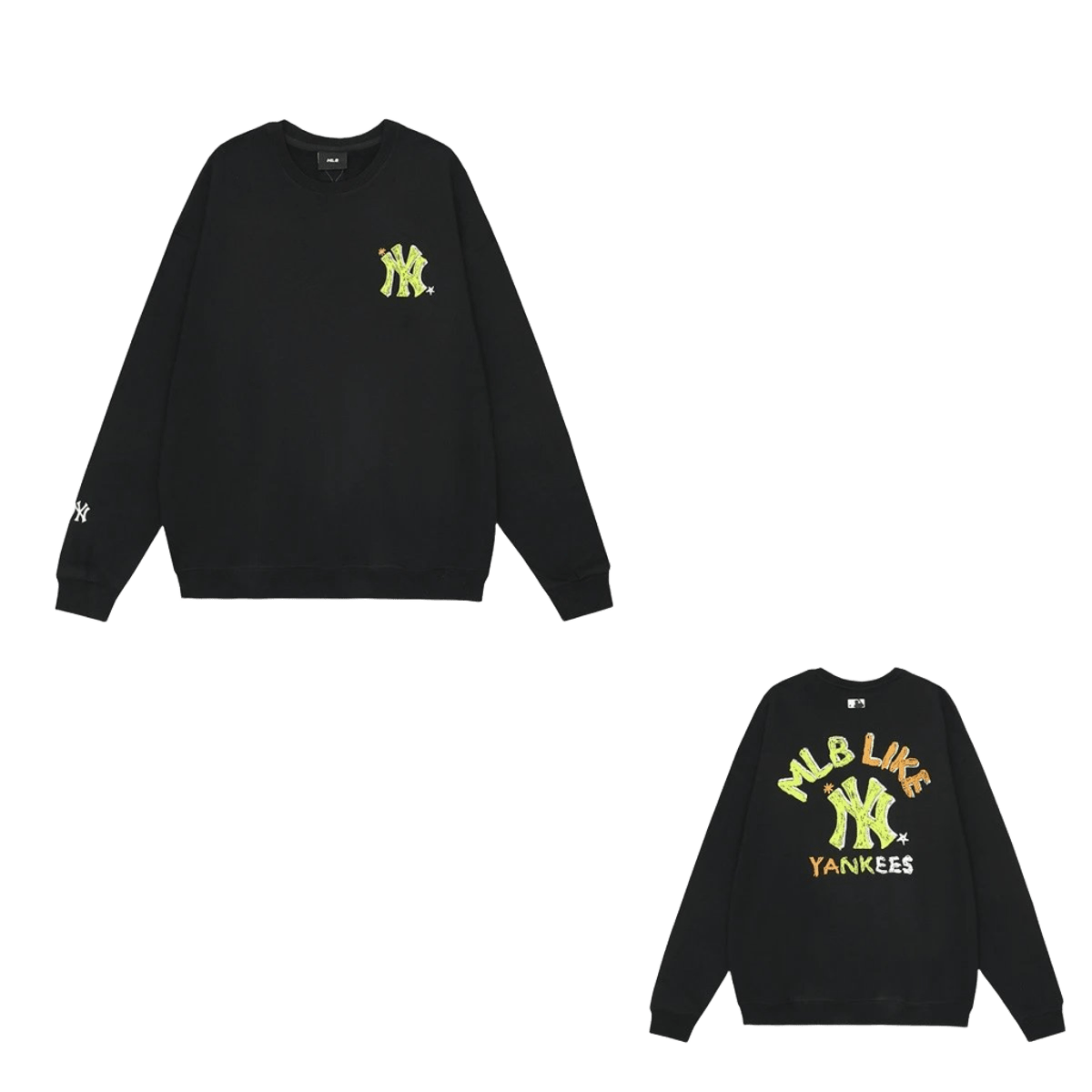 MLB NY Logo Unisex Crewneck Sweatshirt - Black
