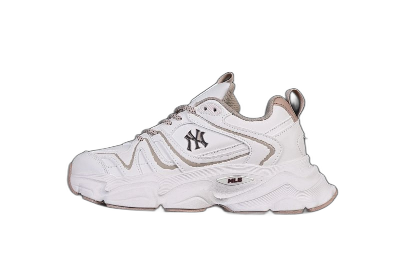 MLB NY White Leather Sneakers, Retro 90s Platform
