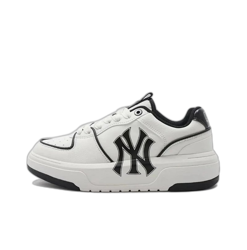 MLB NY White Leather Sneakers: Unisex Street Style