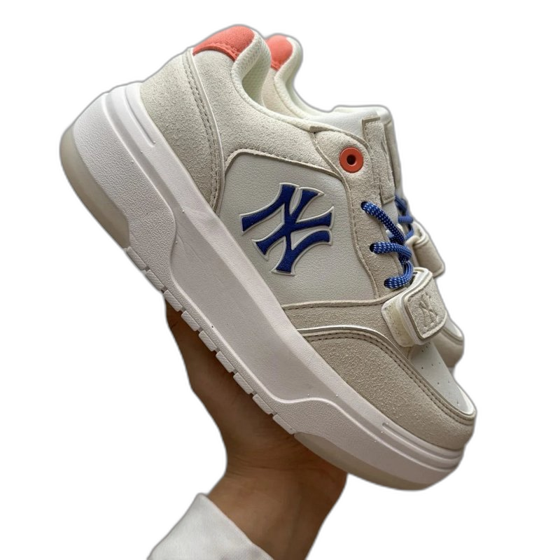 MLB White Sneakers: Unisex, Comfort, Blue Laces & Strap