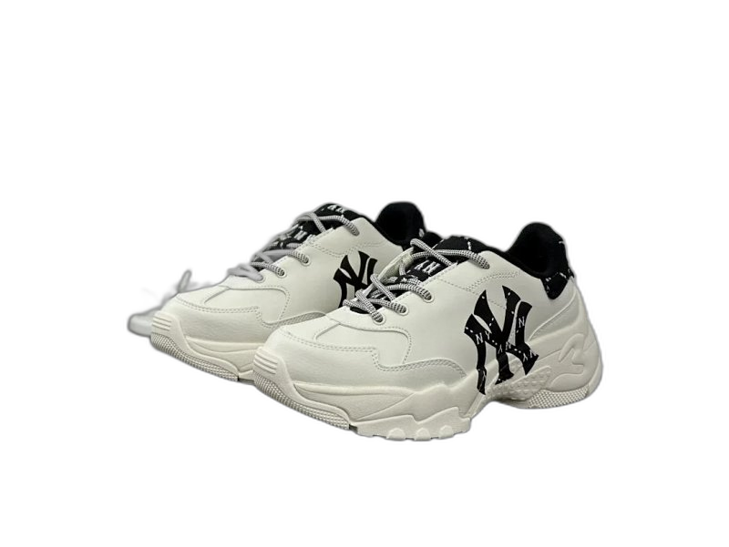 MLB White Leather Unisex Sneakers with NY Logo