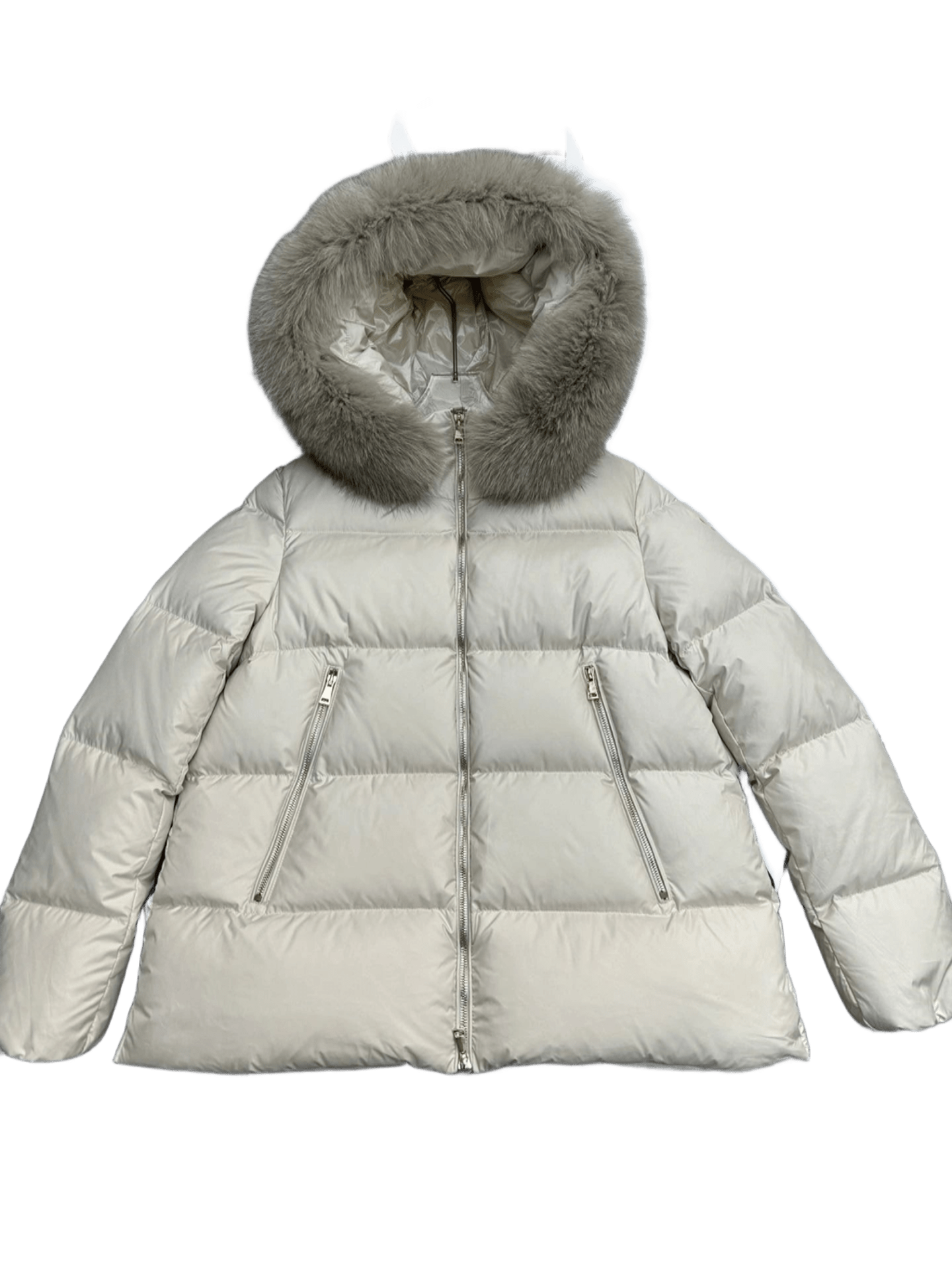 Moncler Beige Down Jacket: Unisex Winter Coat, Warm Fur Hood