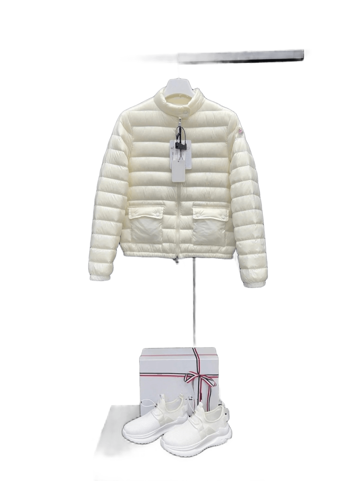 Moncler Beige Down Jacket: Winter Warm Unisex Puffer Coat