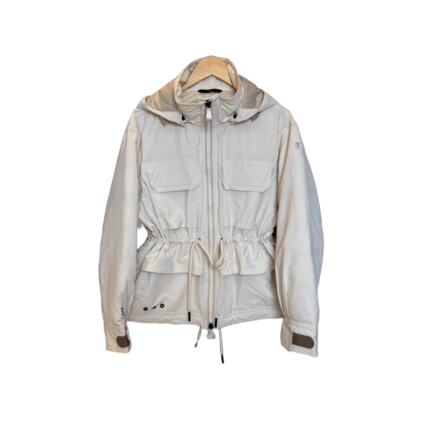 Moncler Beige Windproof Hooded Jacket: Unisex Urban Coat