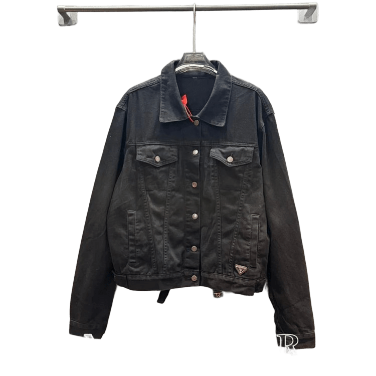 Moncler Black Denim Jacket: Windproof Cotton Unisex Coat