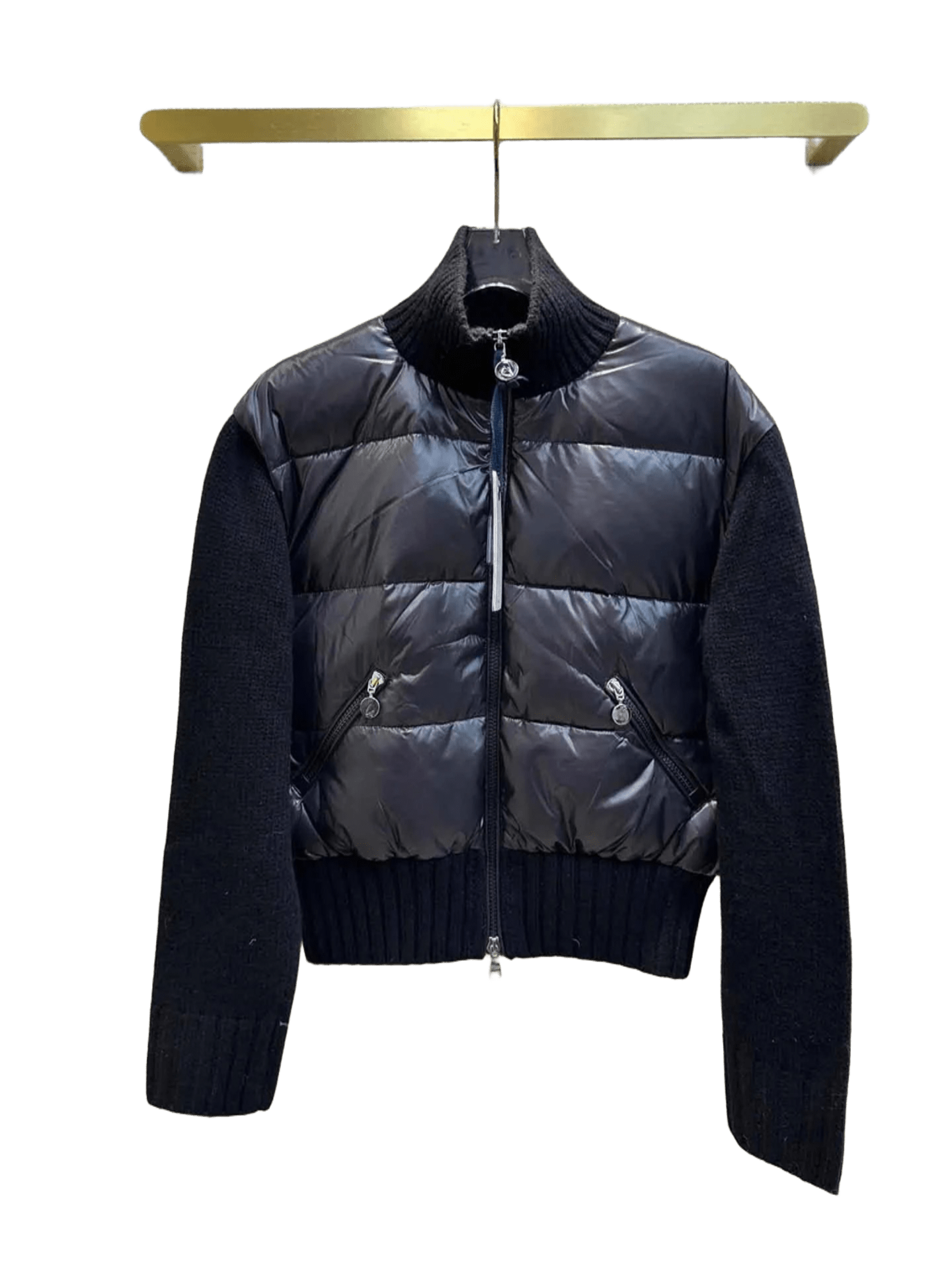 Moncler Black Down Jacket: Thermal, High-Neck, Unisex Urban Style