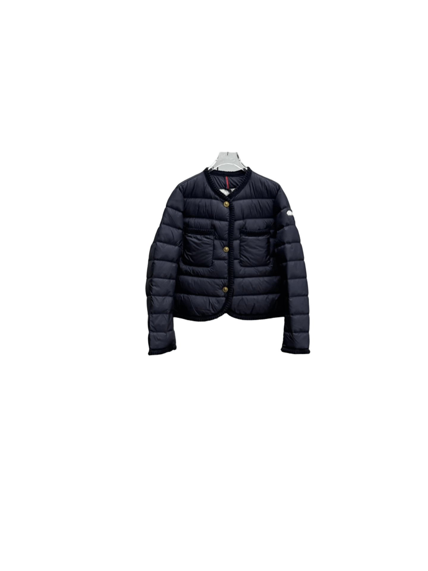 Moncler Black Down Jacket: Warm Round Neck Unisex Coat