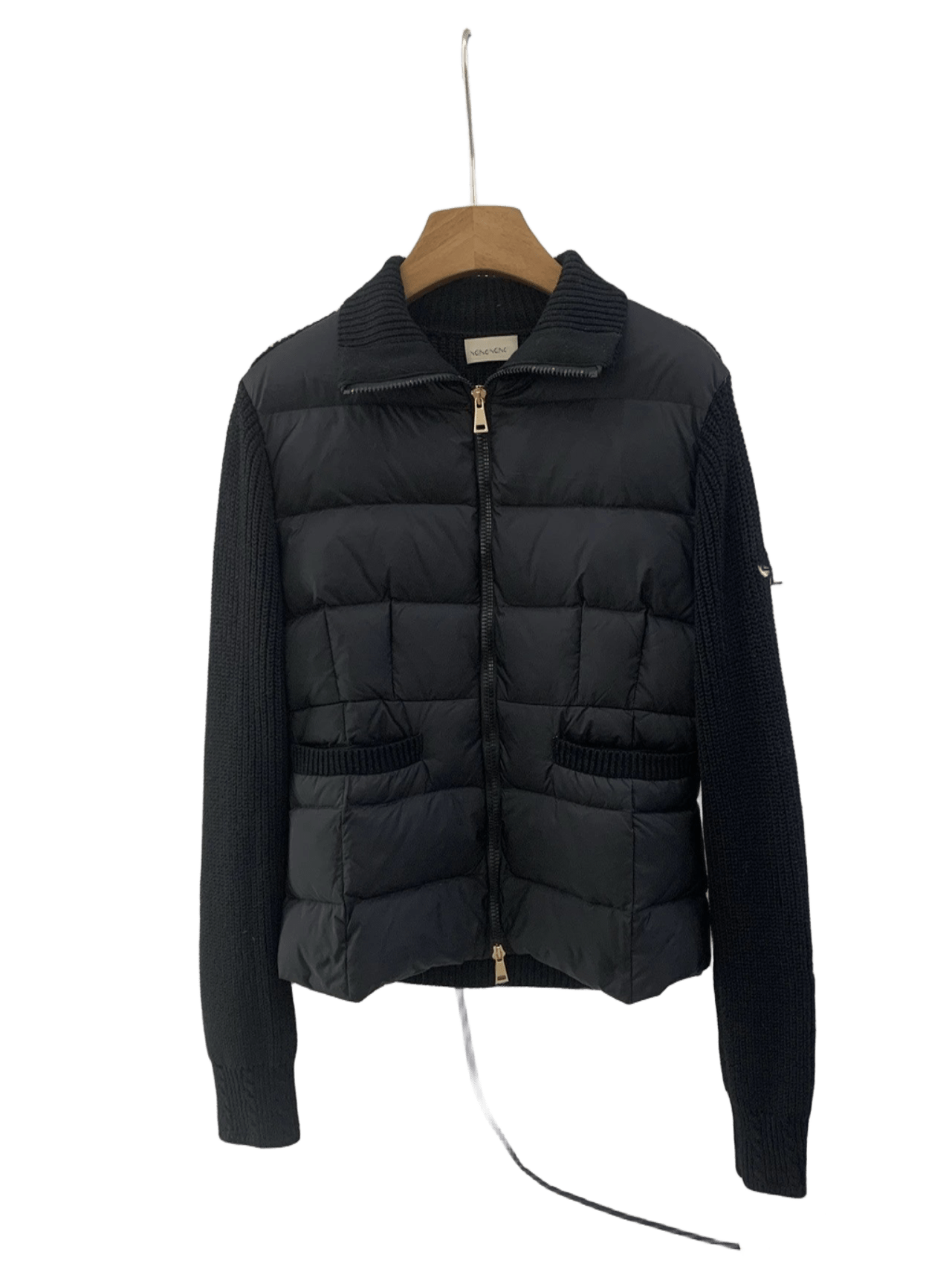Moncler Black Knit-Sleeve Down Jacket: Unisex Winter Coat