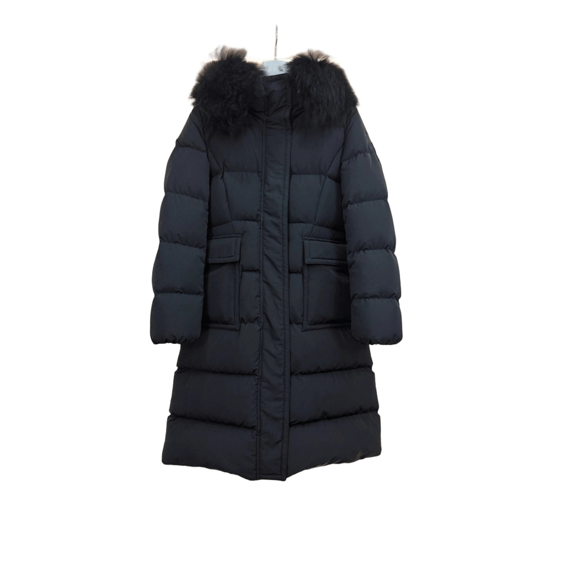 Moncler Black Long Down Coat: Fur Hood, Unisex, Winter Warmth