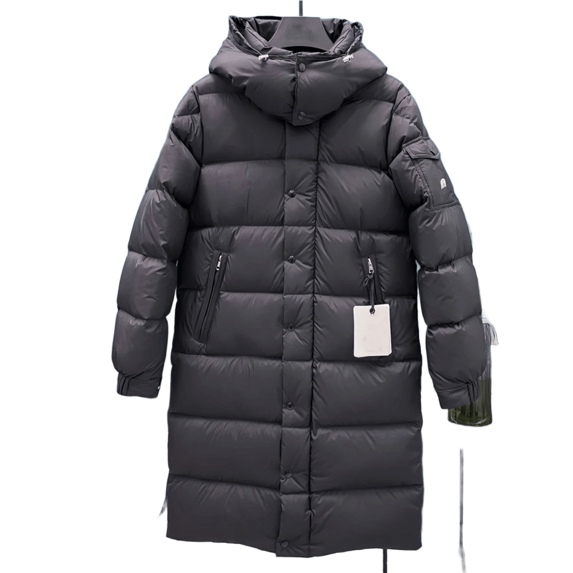 Moncler Black Long Down Jacket: Warm Hooded Coat, Unisex