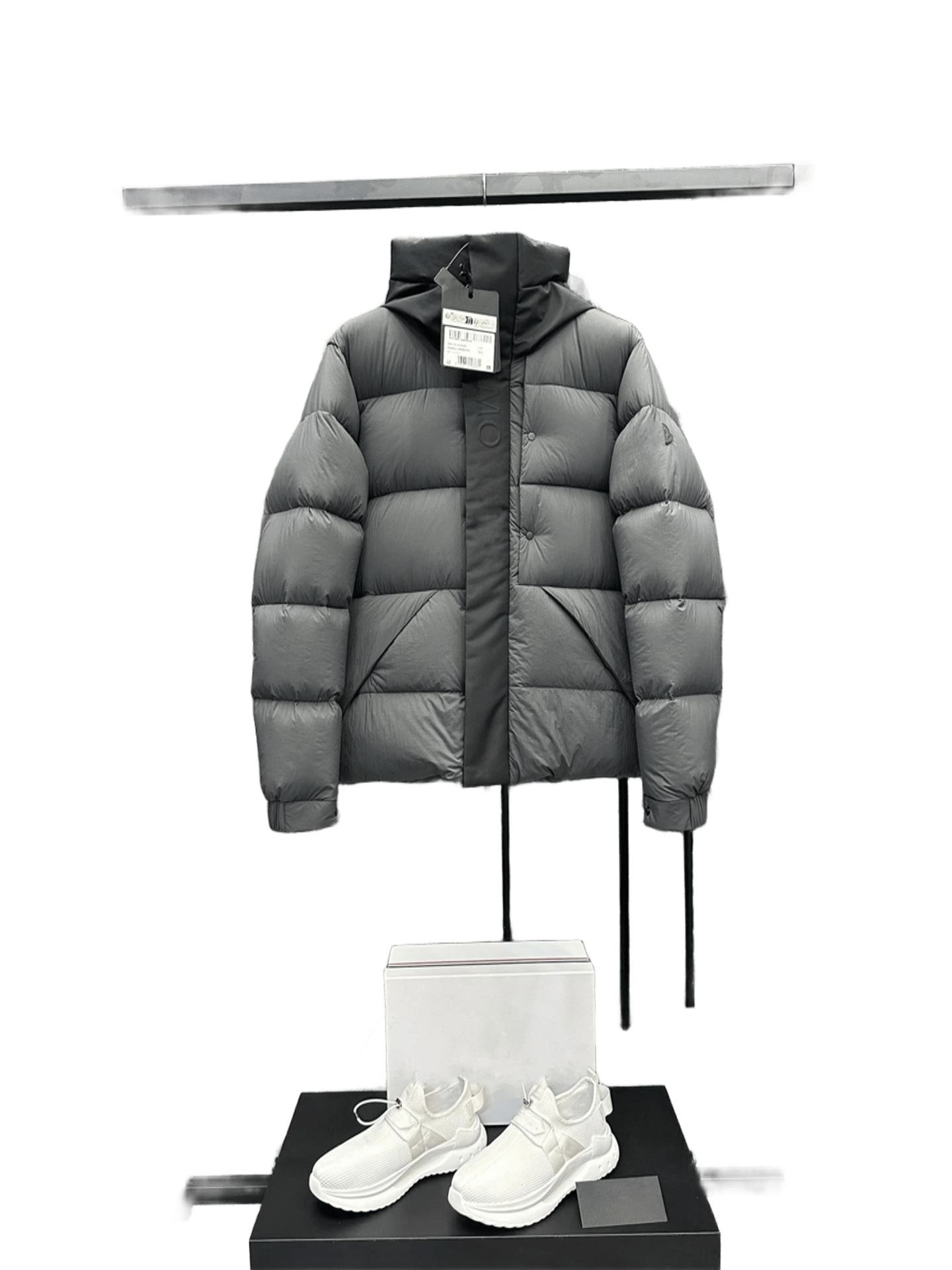 Moncler Gray Down Jacket: Warm Hooded Unisex Winter Coat