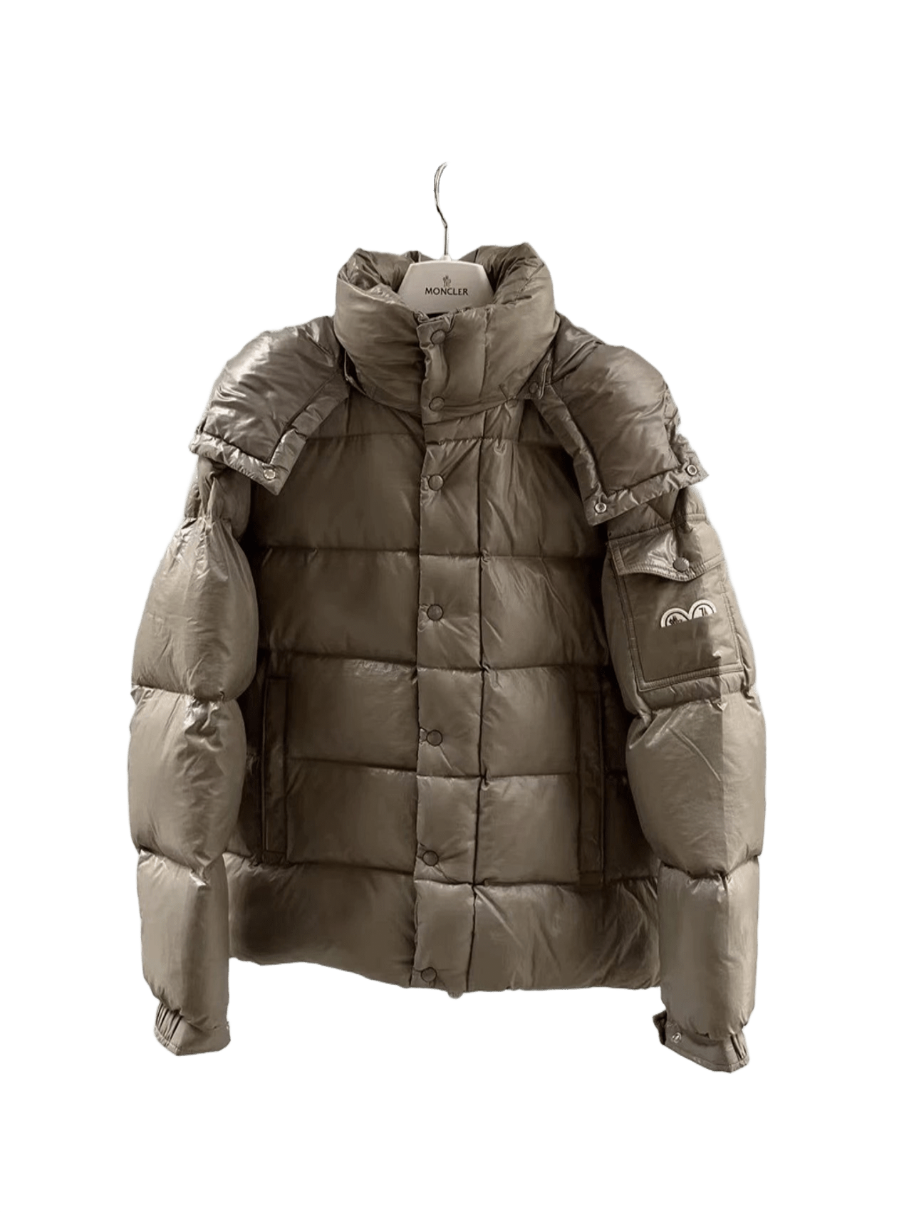 Moncler Khaki Unisex Down Jacket: Urban Winter Style
