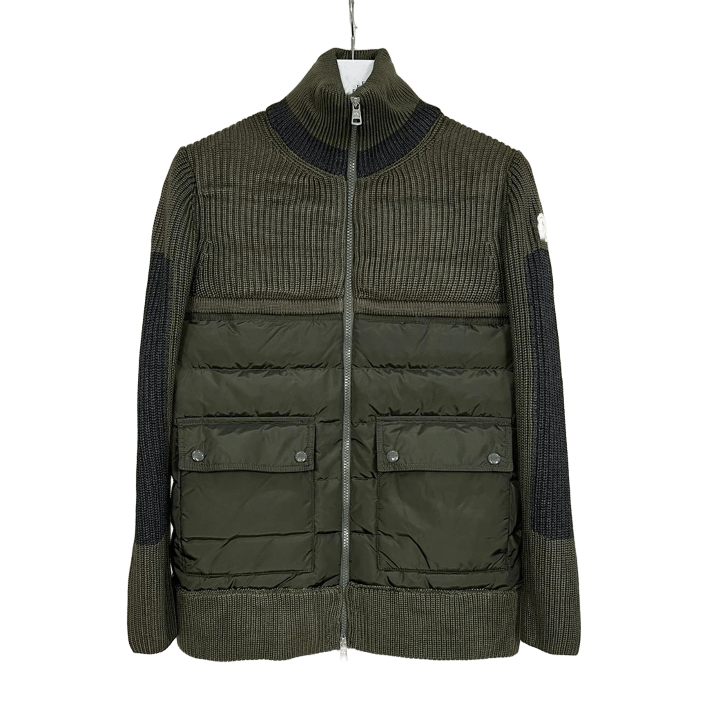 Moncler Military Green Quilted Jacket, Windproof Winter Coat