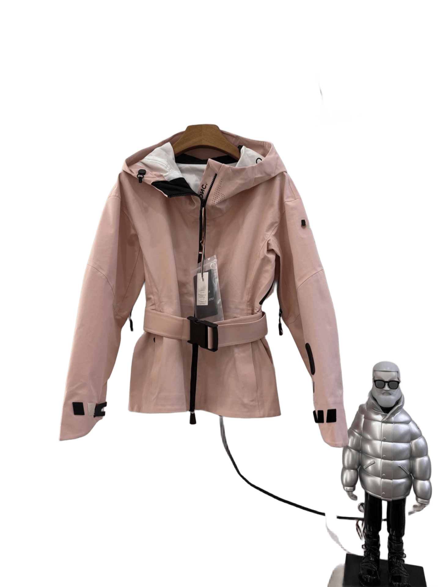 Moncler Pink Hooded Windbreaker with Belt, Women's Chic Jacket