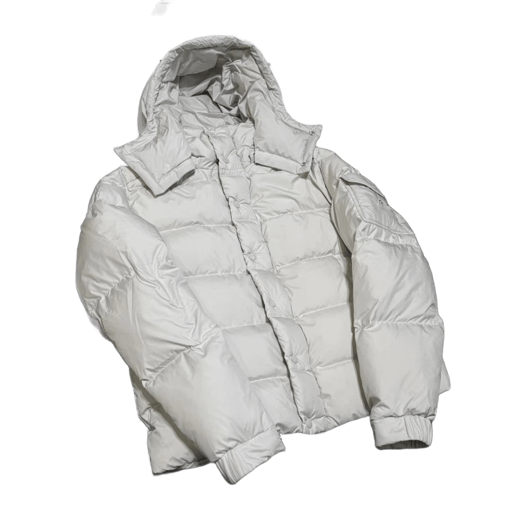 Moncler White Down Jacket: Winter Hooded Coat, Unisex