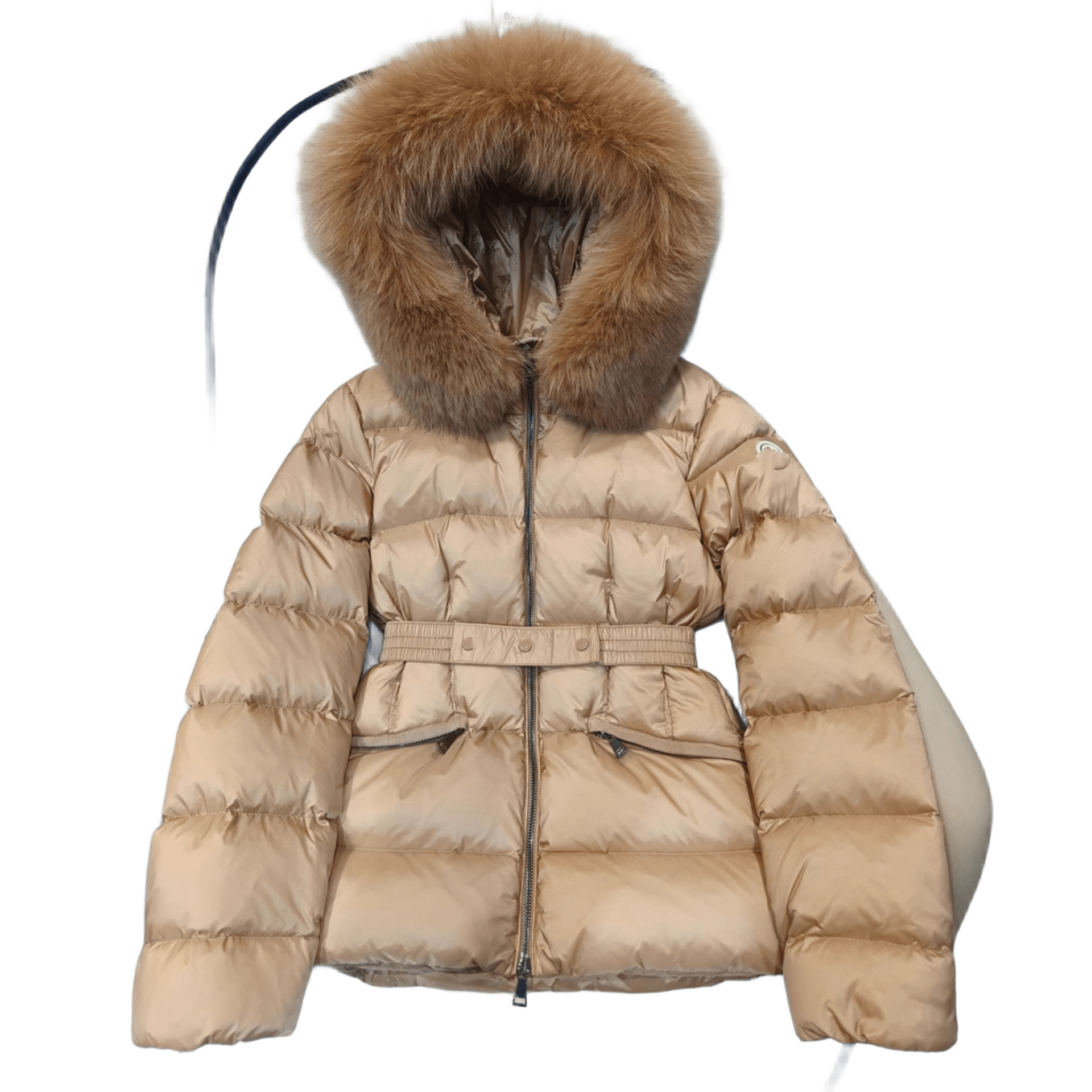 Moncler Women's Camel Down Jacket: Hood & Belt