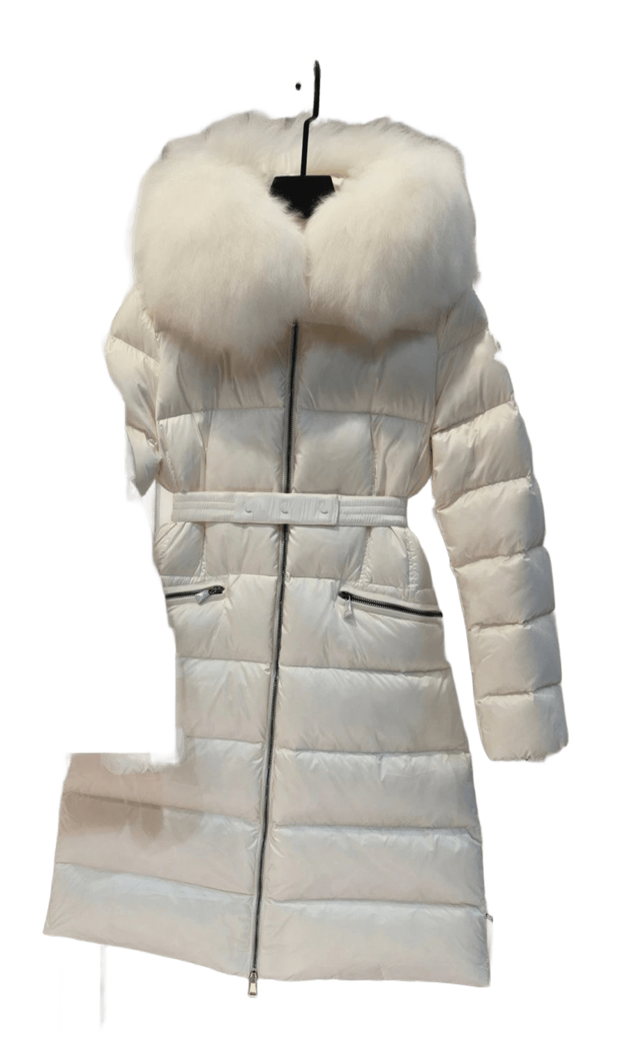 Moncler Women's White Long Down Coat: Winter Warm & Elegant