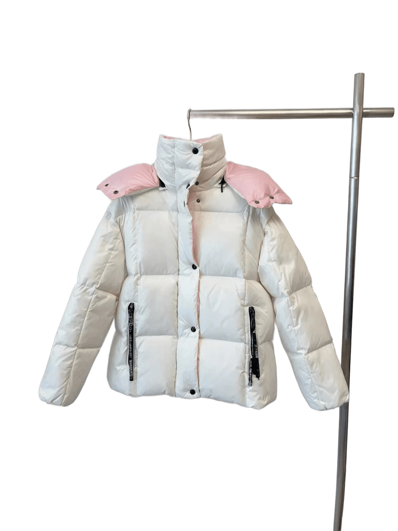 Moncler Women's White Puffer Jacket, Warm Stand Collar Coat